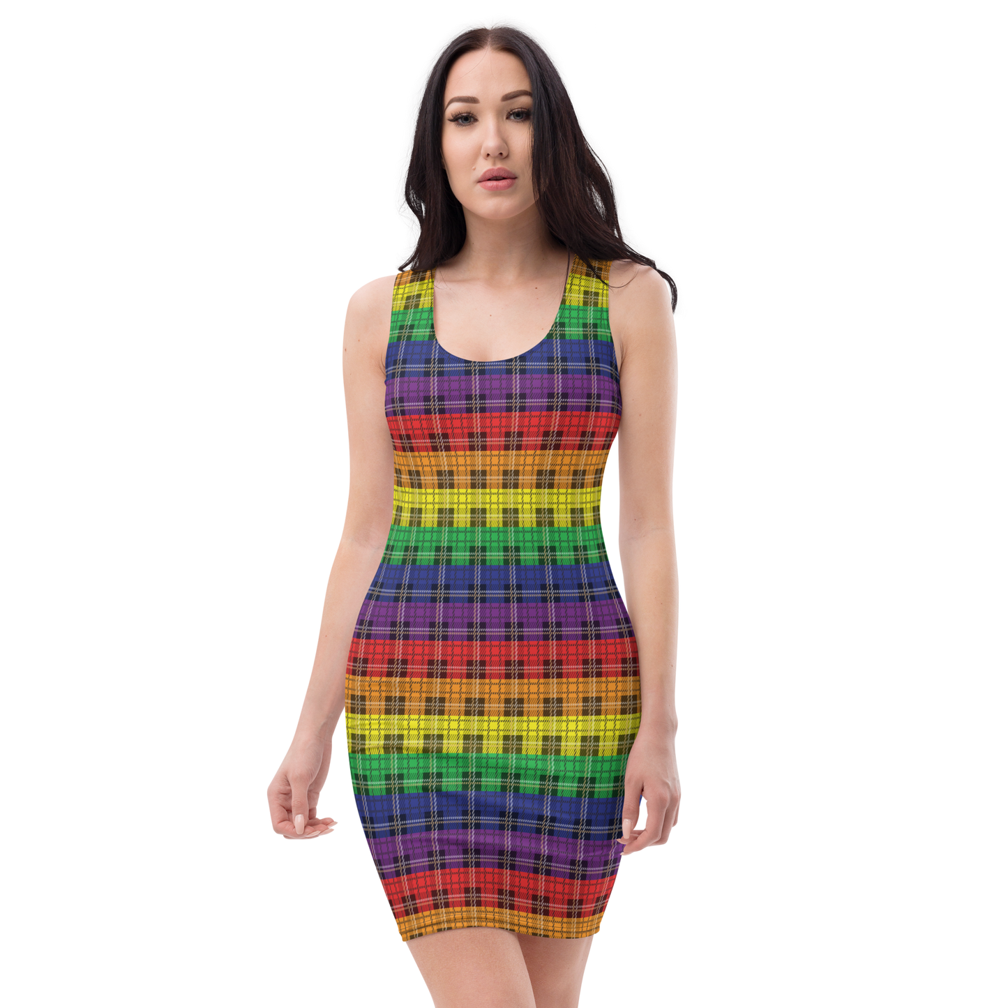 Rainbow Plaid Bodycon dress