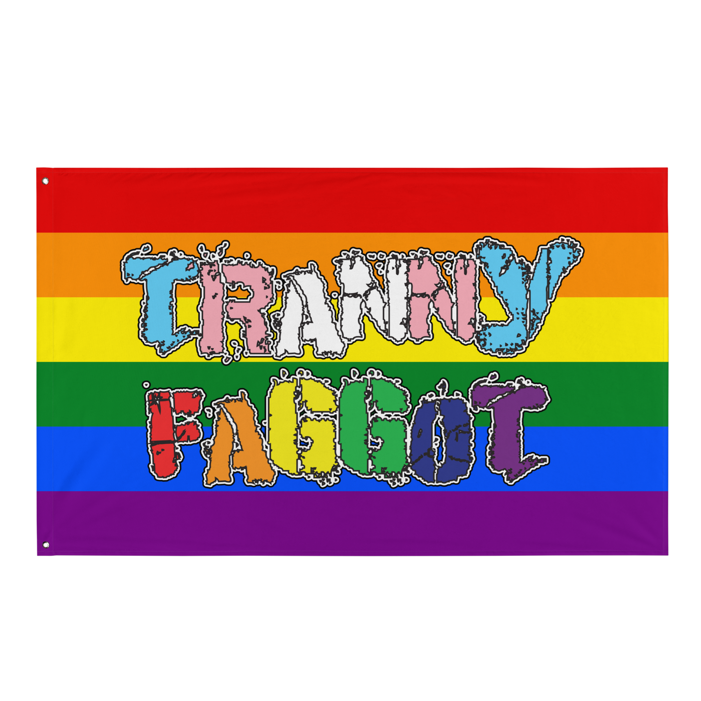 Tranny Faggot Flag - Rainbow