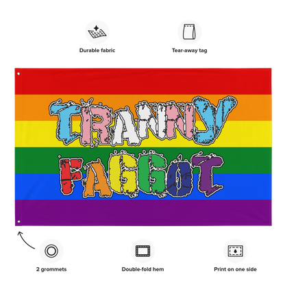 Tranny Faggot Flag - Rainbow