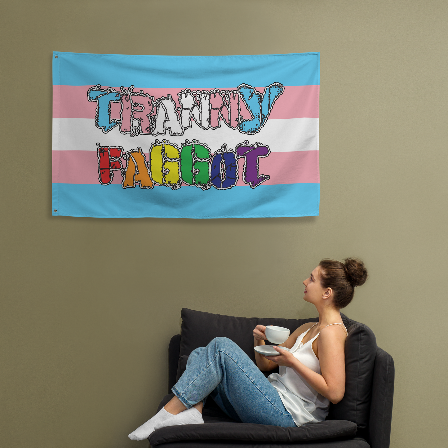 Tranny Faggot Flag - Trans