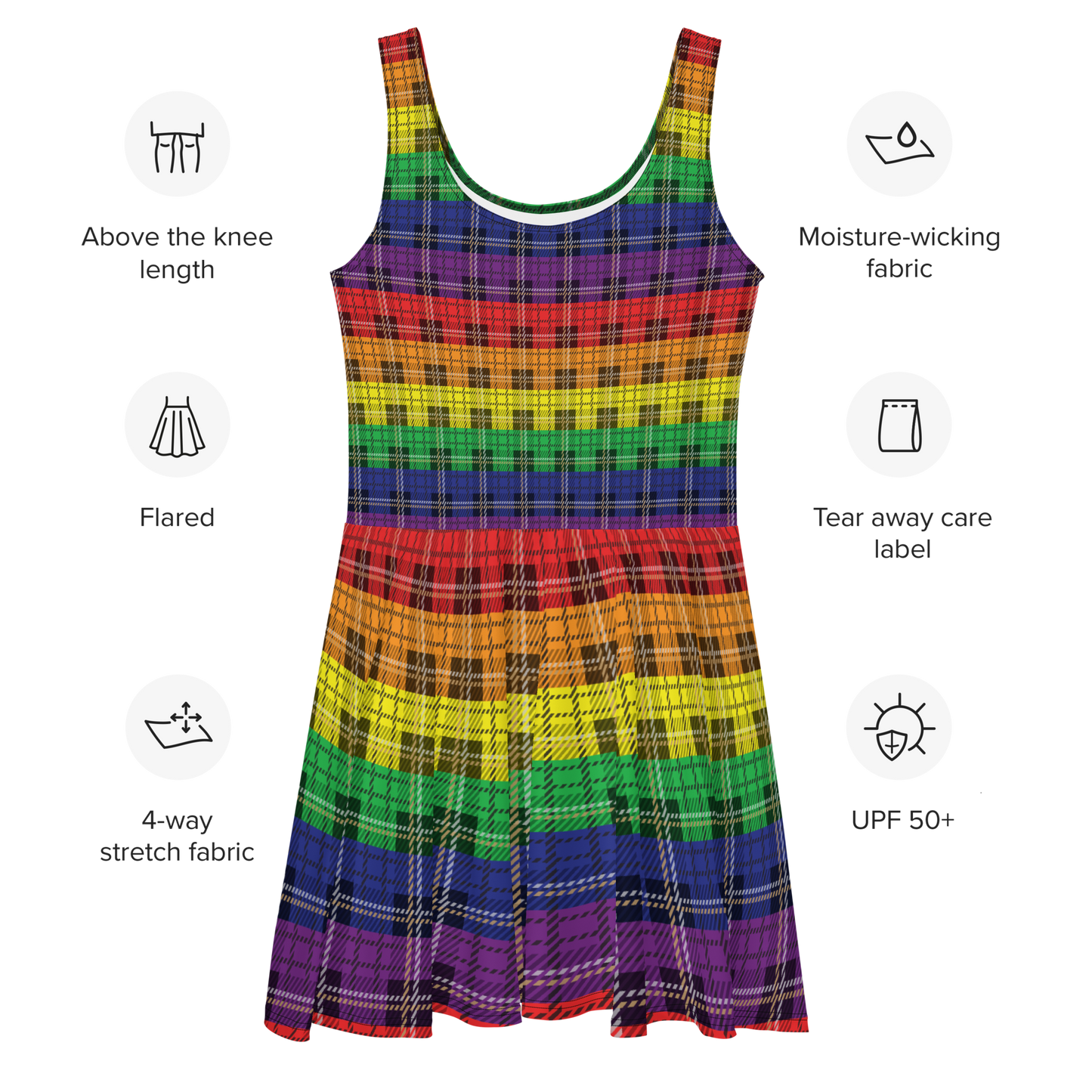 Rainbow Plaid Skater Dress