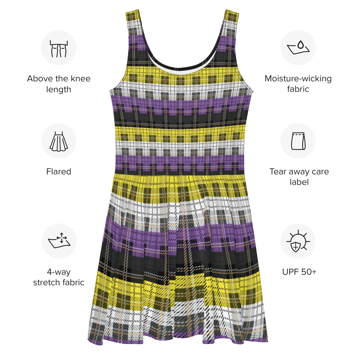 Enby Plaid Skater Dress