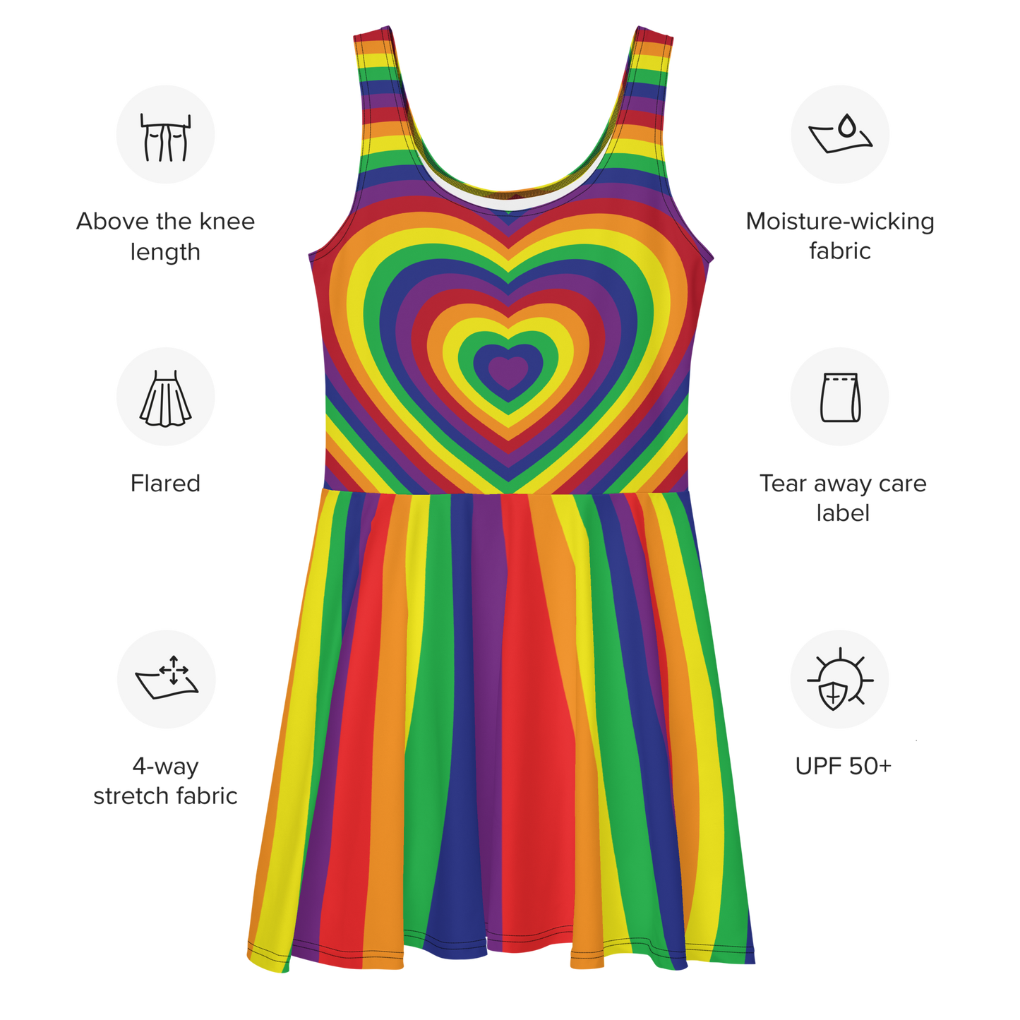 Rainbow Hearts Skater Dress