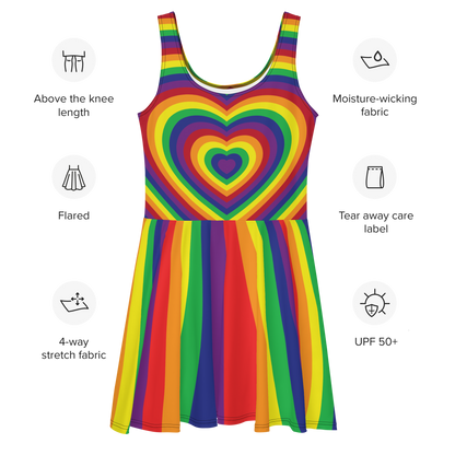 Rainbow Hearts Skater Dress