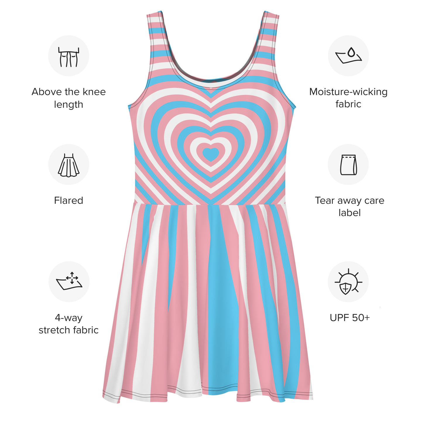 Trans Hearts Skater Dress