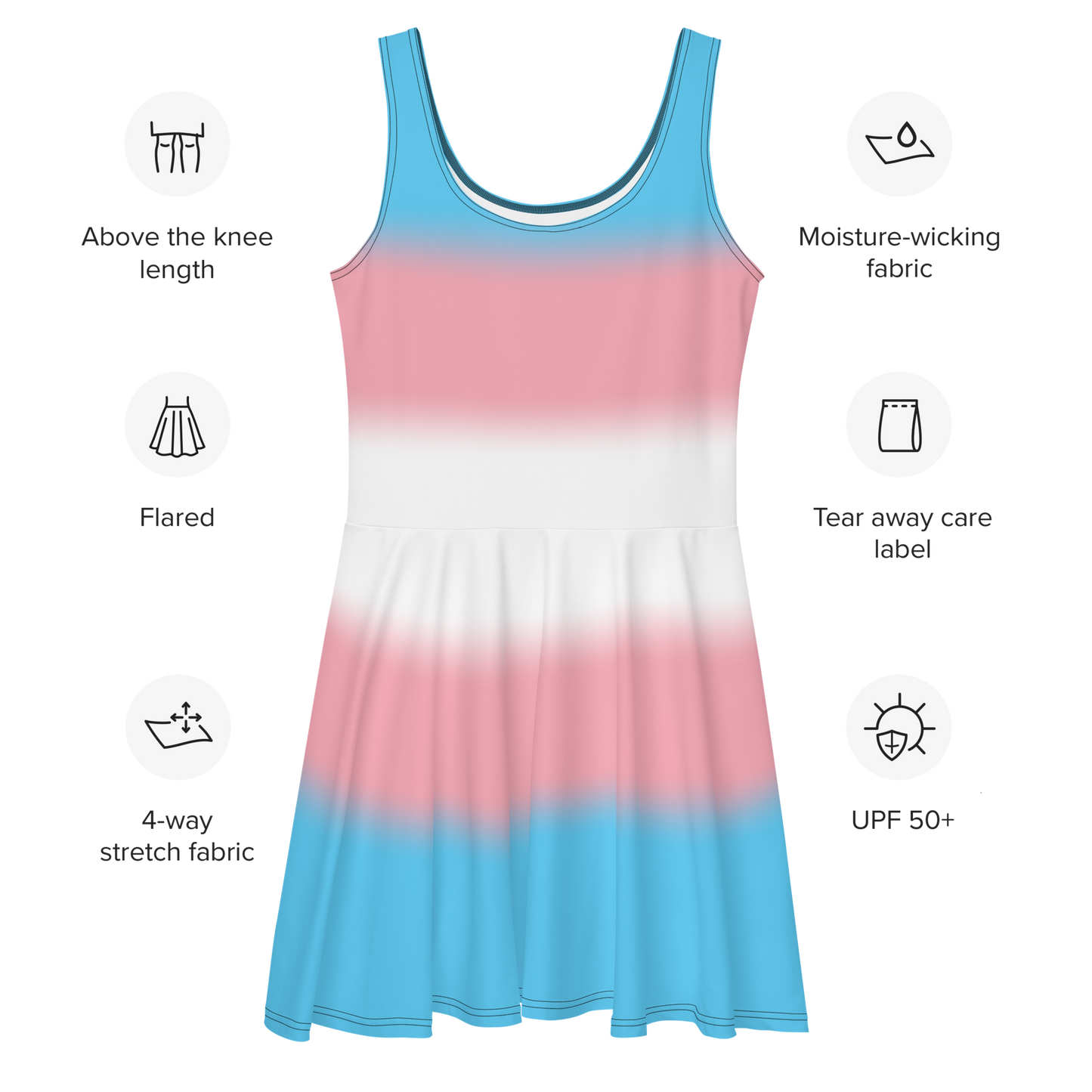 Trans Pride Gradient Skater Dress