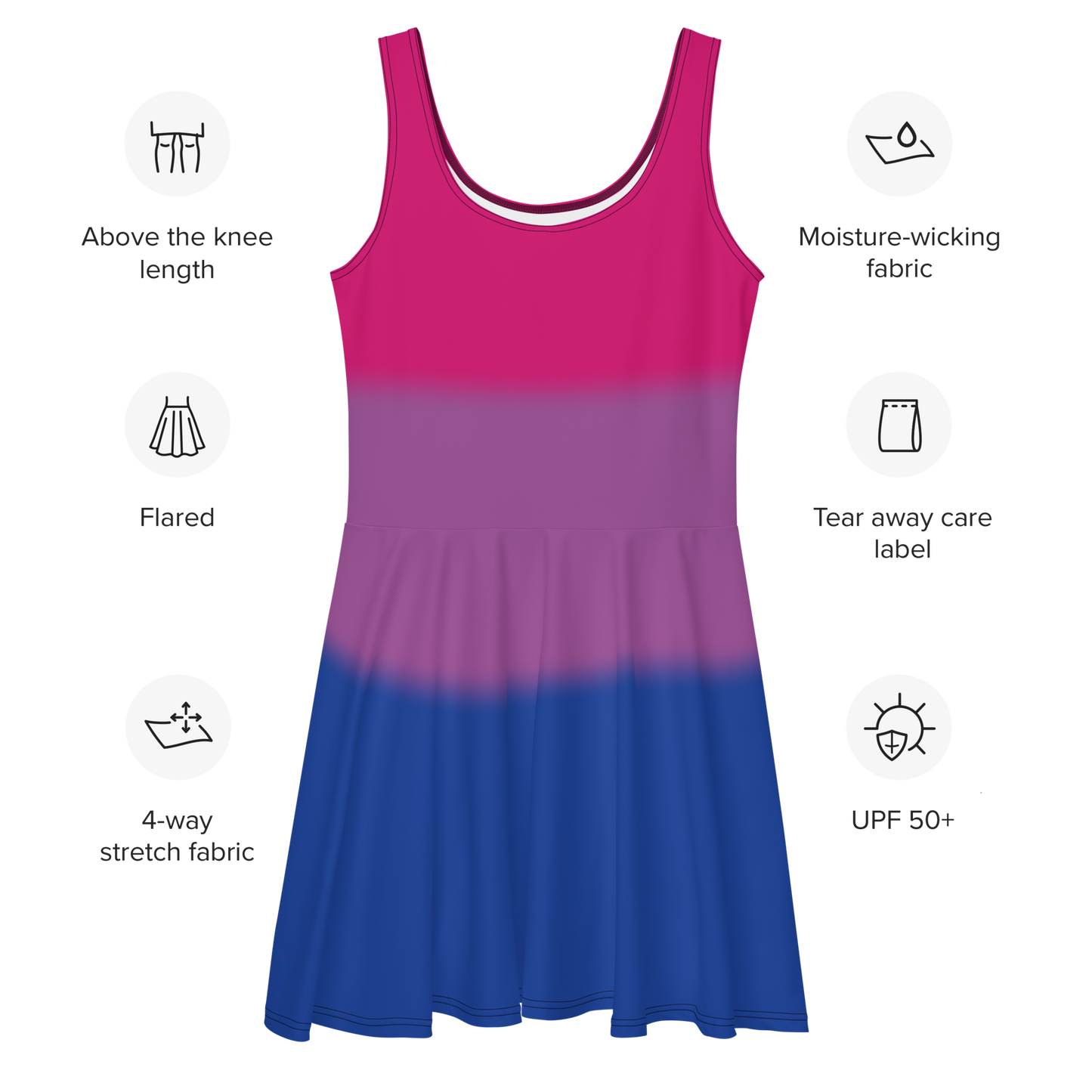 Bi Pride Gradient Skater Dress