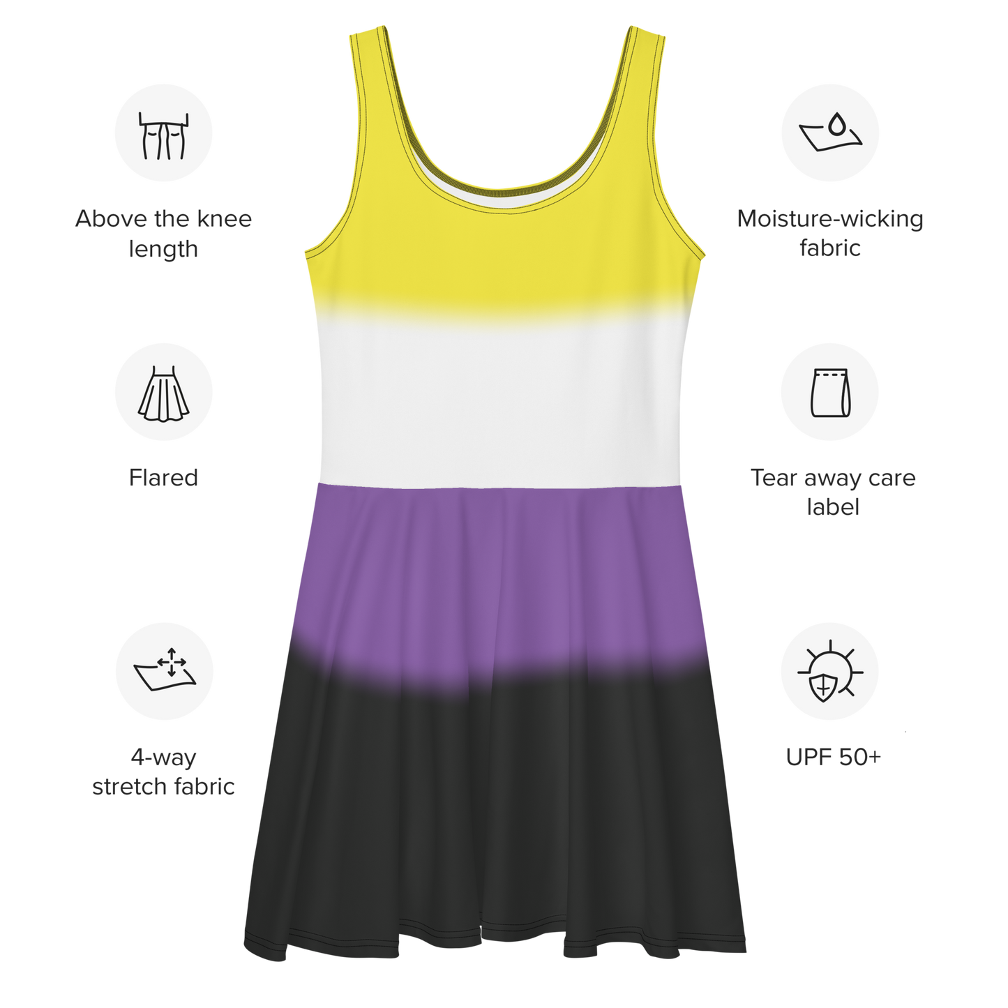 Enby Pride Gradient Skater Dress