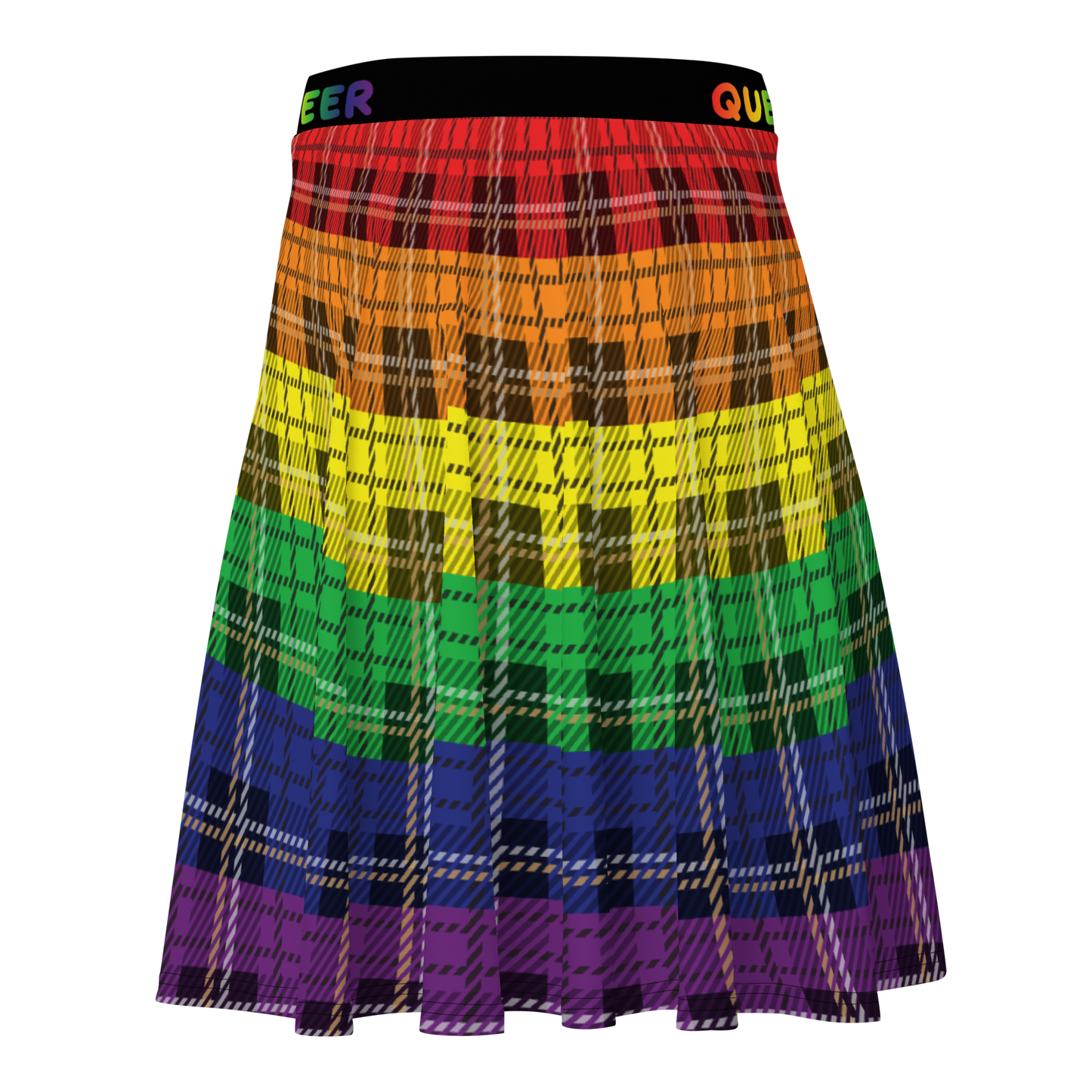 Rainbow Plaid Skater Skirt - QUEER