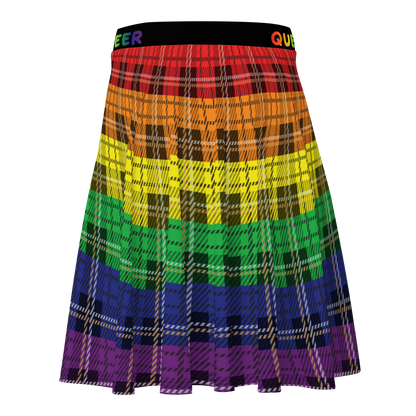 Rainbow Plaid Skater Skirt - QUEER