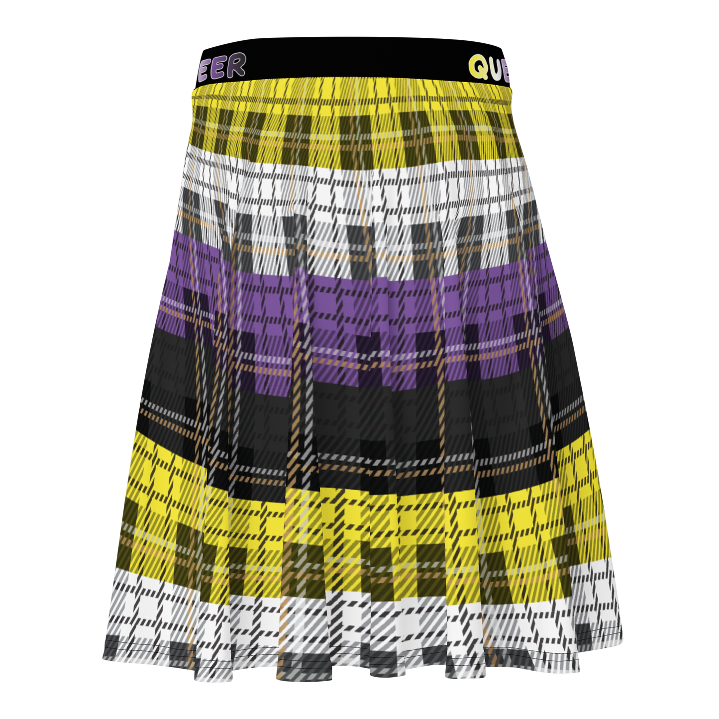 Enby Plaid Skater Skirt - QUEER