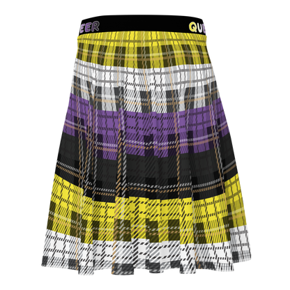 Enby Plaid Skater Skirt - QUEER