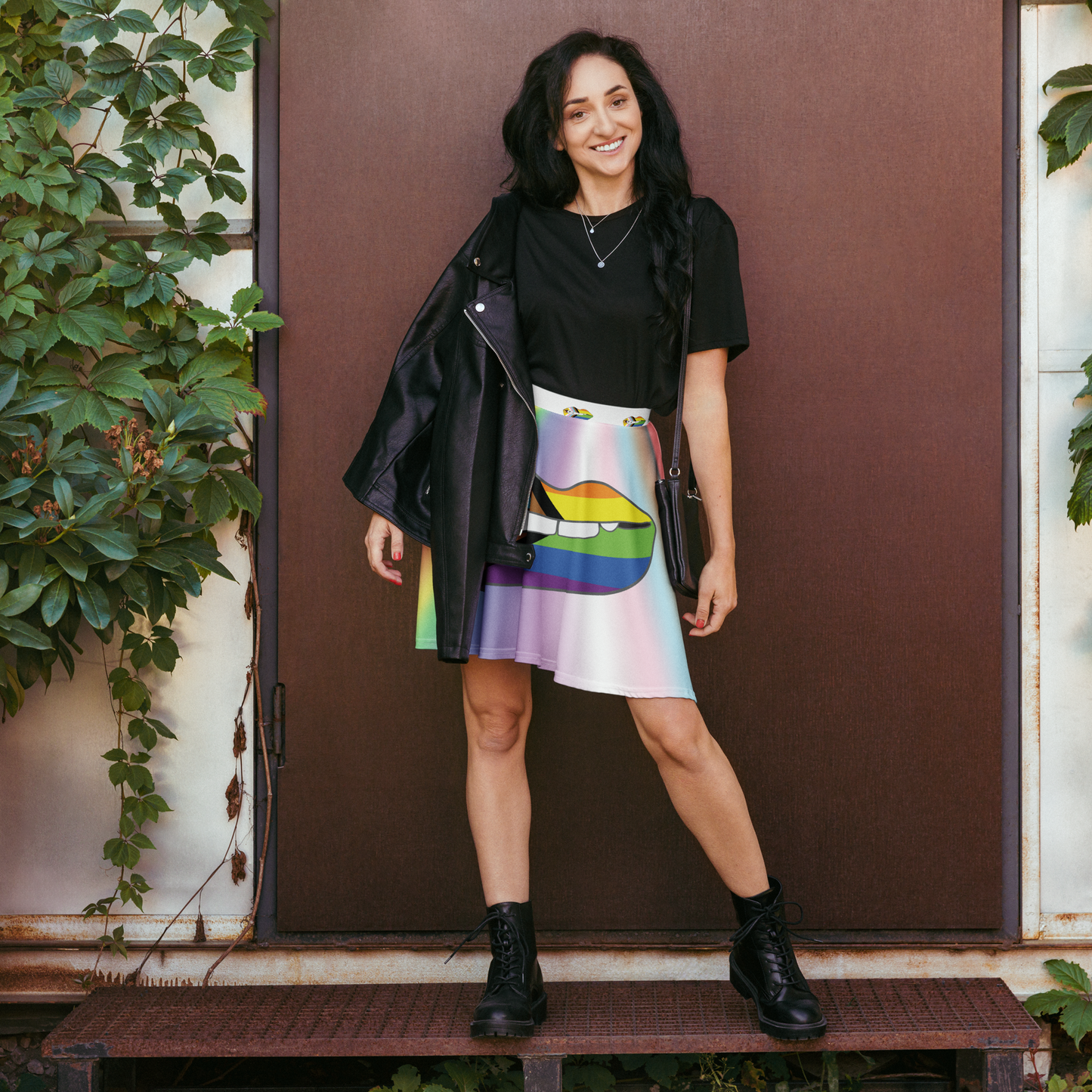 Progress Pride Biting Lips Skater Skirt