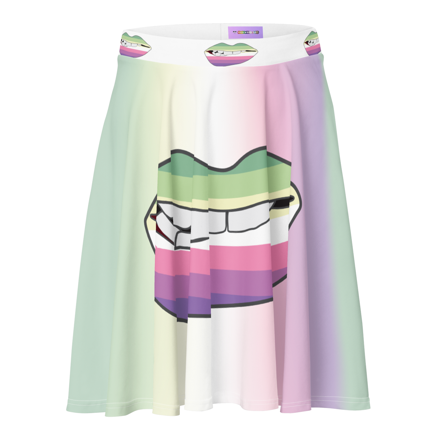 Genderfae Biting Lips Skater Skirt