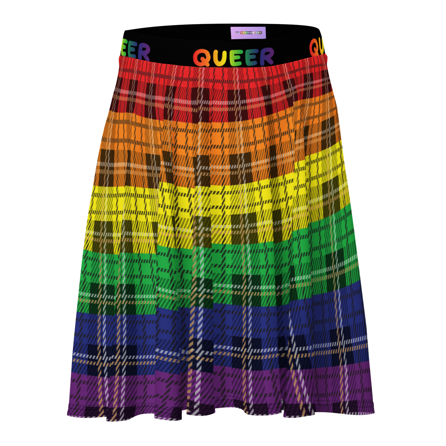 Rainbow Plaid Skater Skirt - QUEER