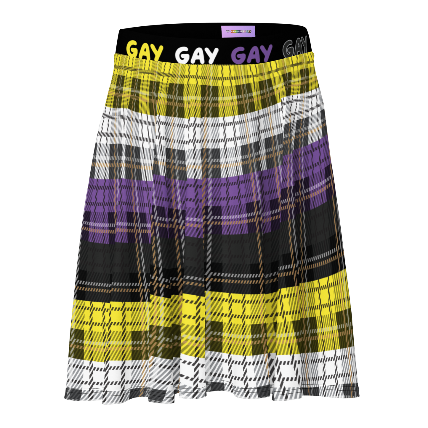 Enby Plaid Skater Skirt - GAY