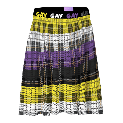 Enby Plaid Skater Skirt - GAY