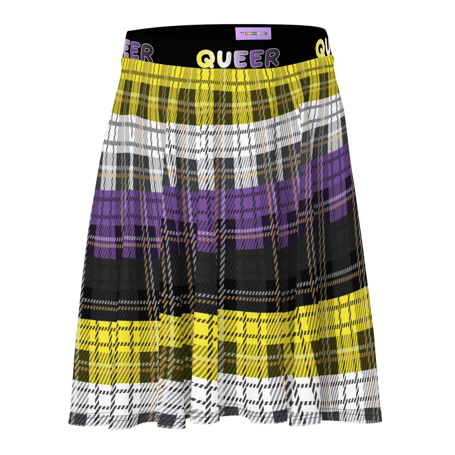 Enby Plaid Skater Skirt - QUEER