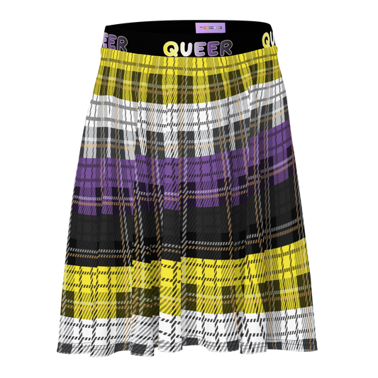 Enby Plaid Skater Skirt - QUEER