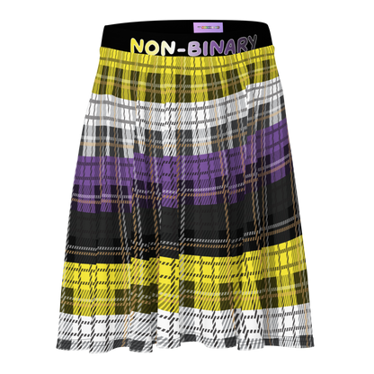 Enby Plaid Skater Skirt - NON-BINARY