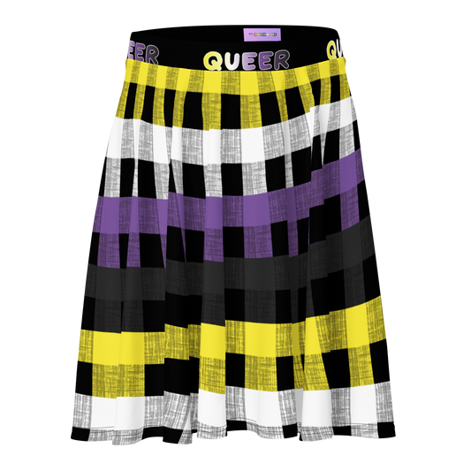 Enby Flannel Skater Skirt - QUEER