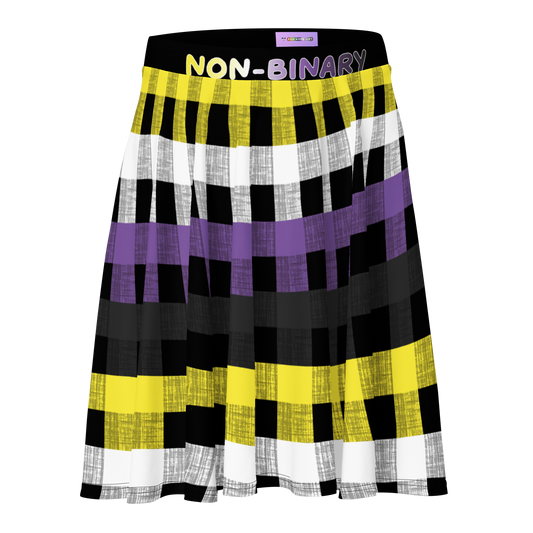 Enby Flannel Skater Skirt - NON-BINARY