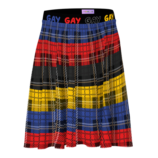 Poly Plaid Skater Skirt - GAY