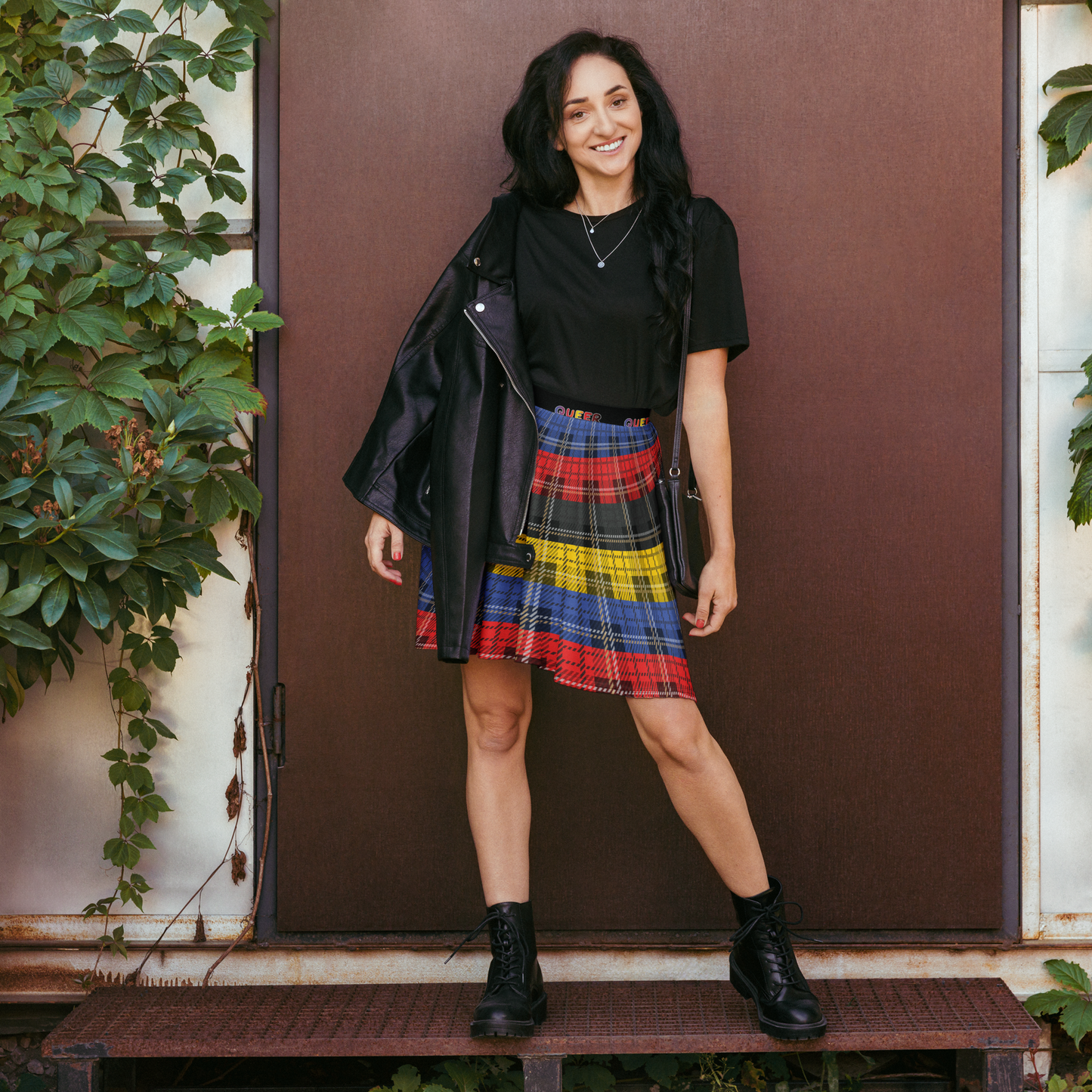 Poly Plaid Skater Skirt - QUEER