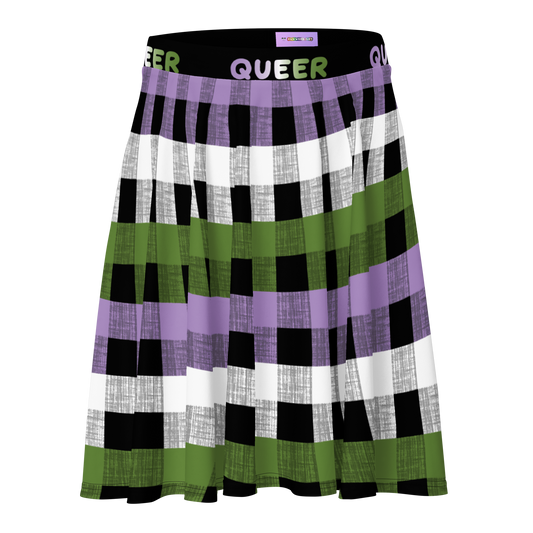 Genderqueer Flannel Skater Skirt - QUEER