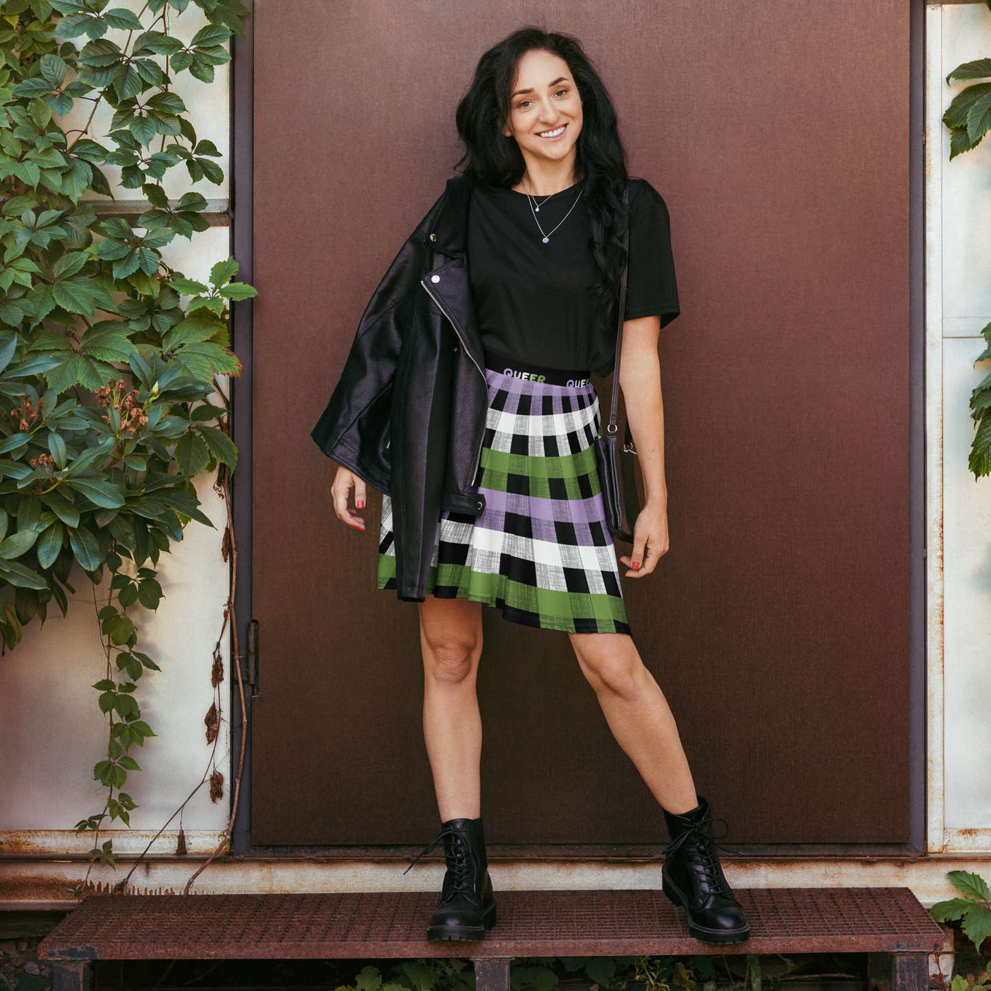 Genderqueer Flannel Skater Skirt - QUEER