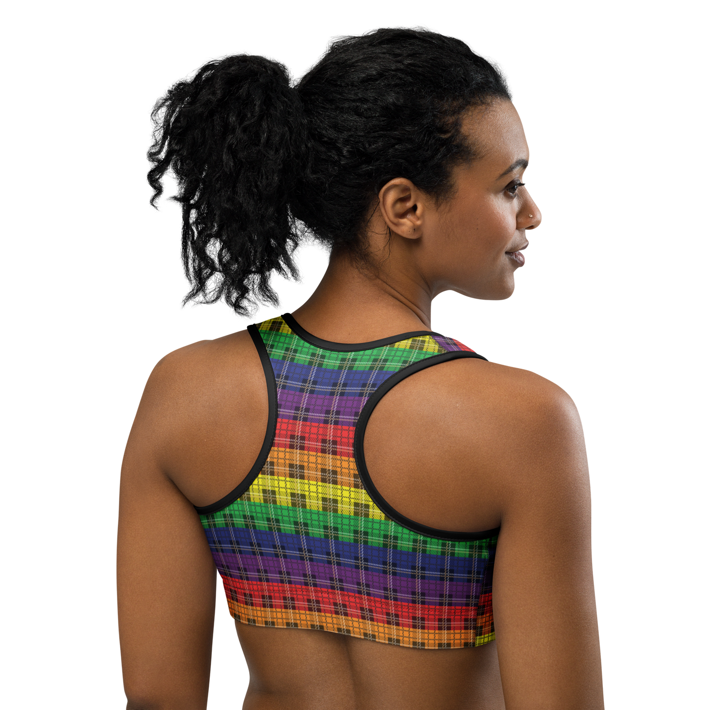 Rainbow Plaid Sports bra