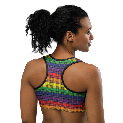 Rainbow Plaid Sports bra