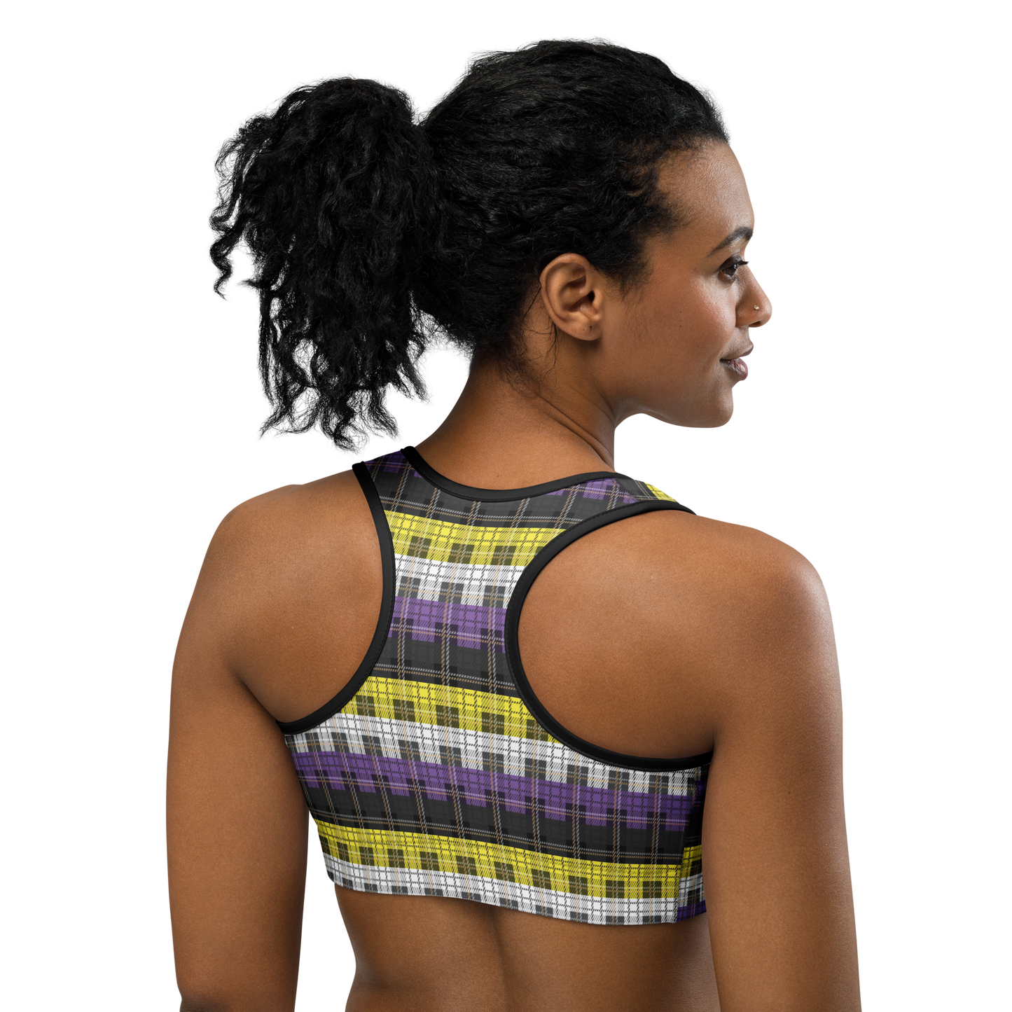 Enby Plaid Sports bra