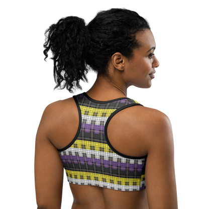 Enby Plaid Sports bra