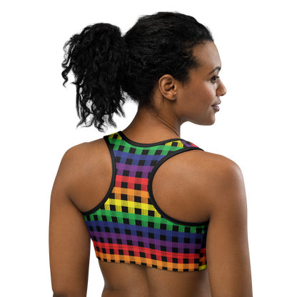 Rainbow Flannel Sports bra