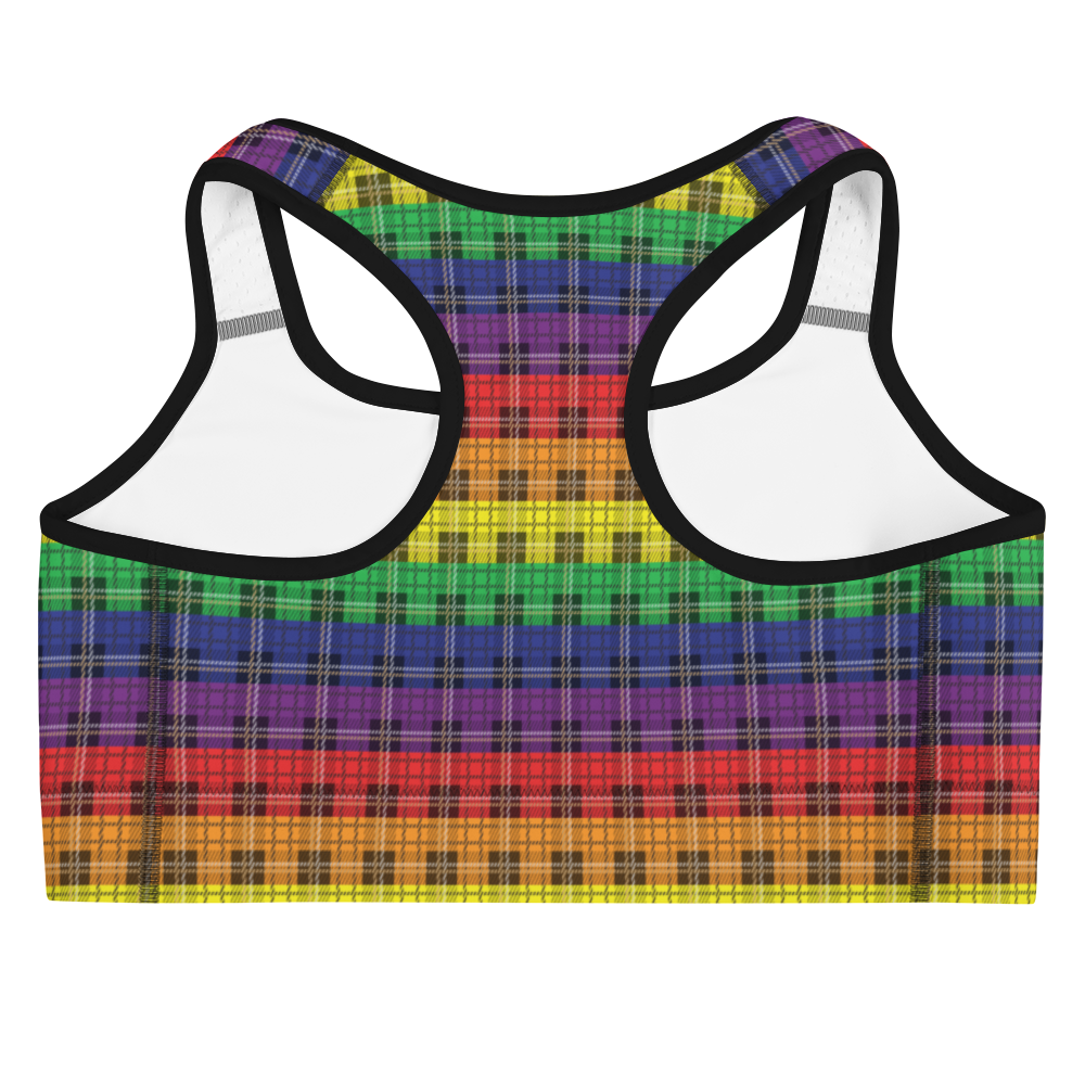 Rainbow Plaid Sports bra