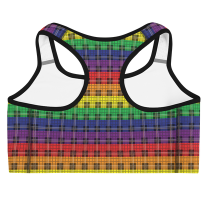 Rainbow Plaid Sports bra