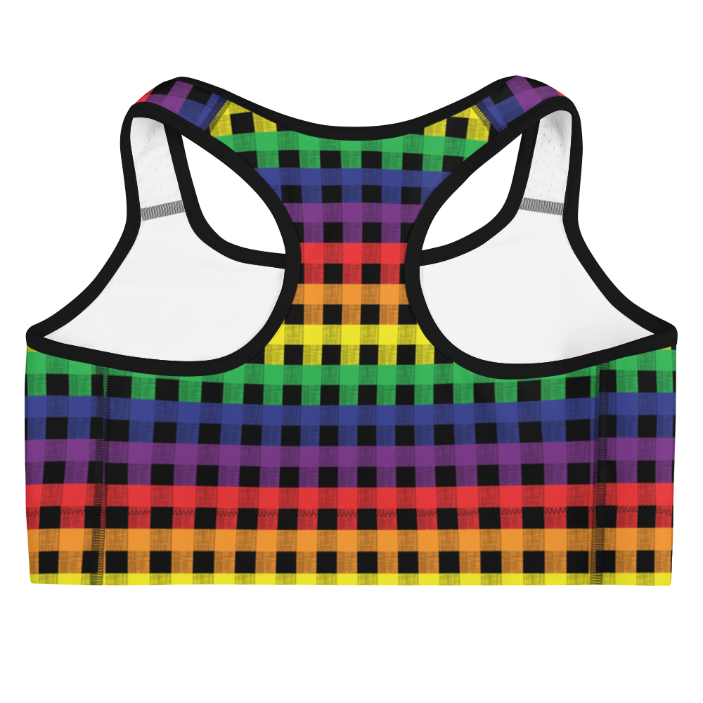 Rainbow Flannel Sports bra