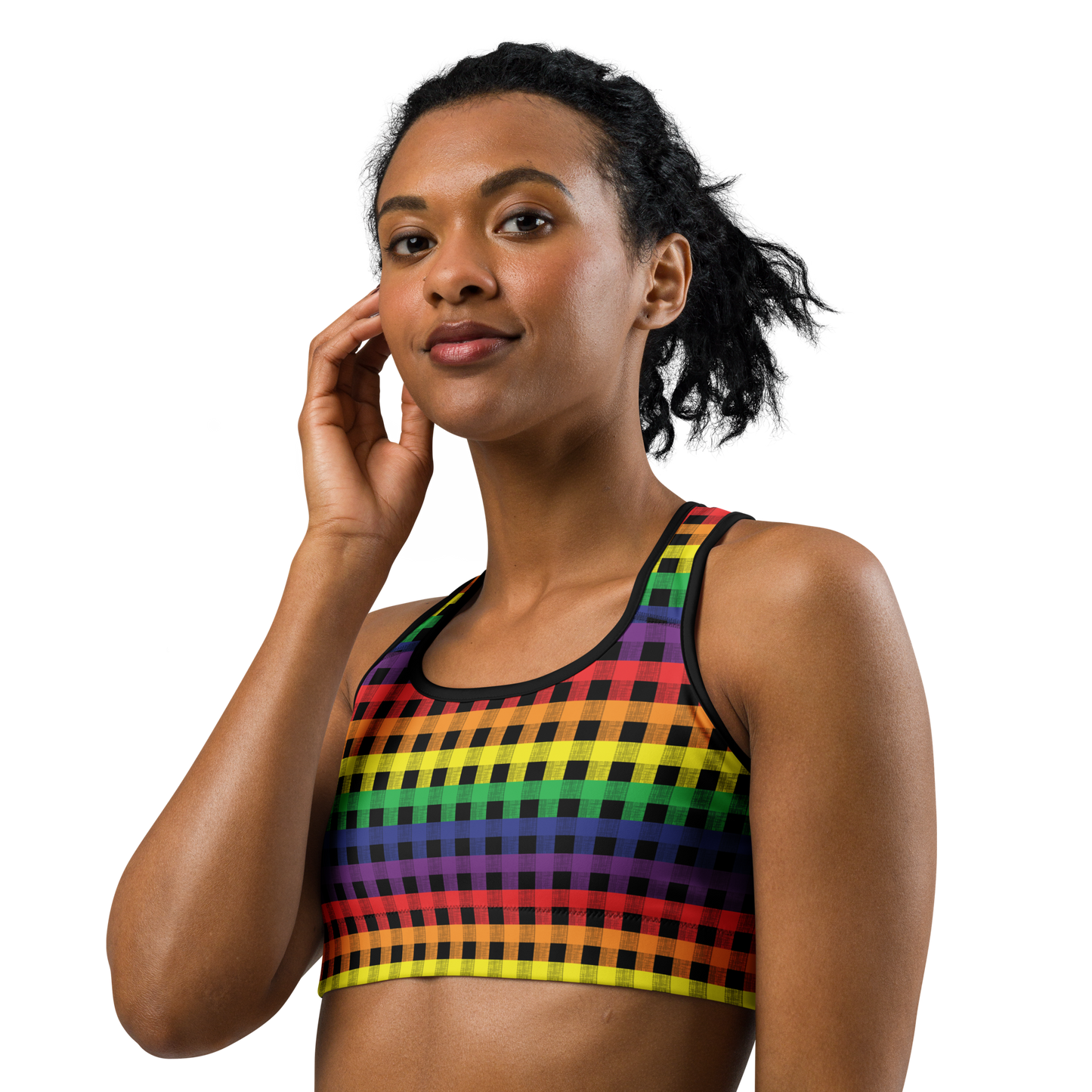 Rainbow Flannel Sports bra