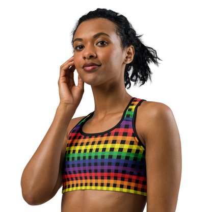 Rainbow Flannel Sports bra