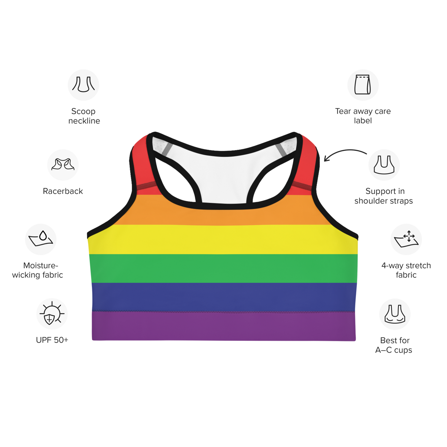 Rainbow Pride Flag Sports bra