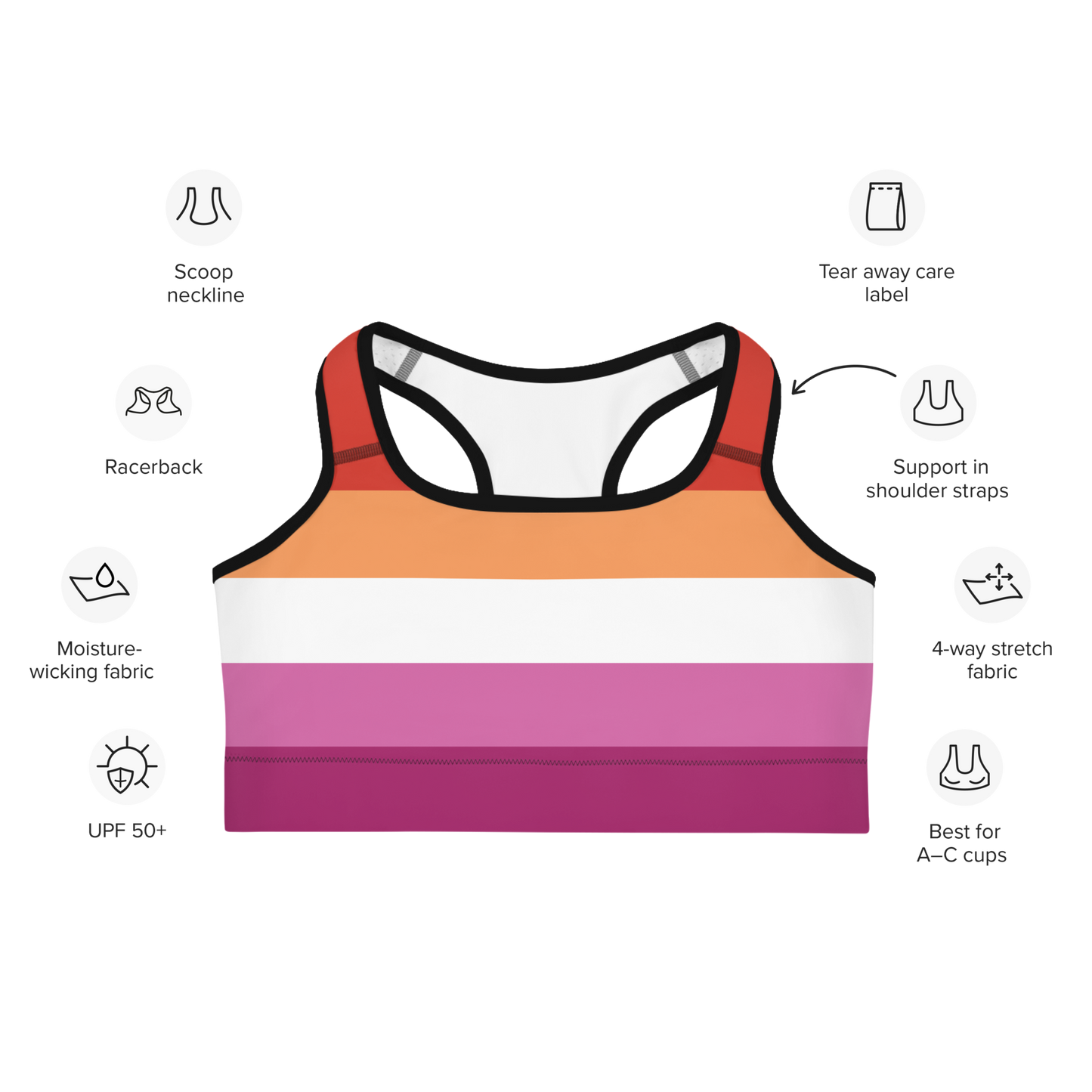 Lesbian Pride Flag Sports bra