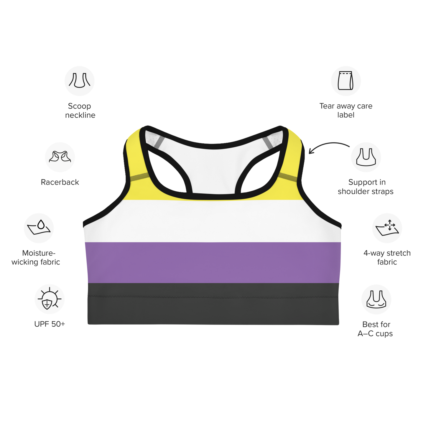 Enby Pride Flag Sports bra