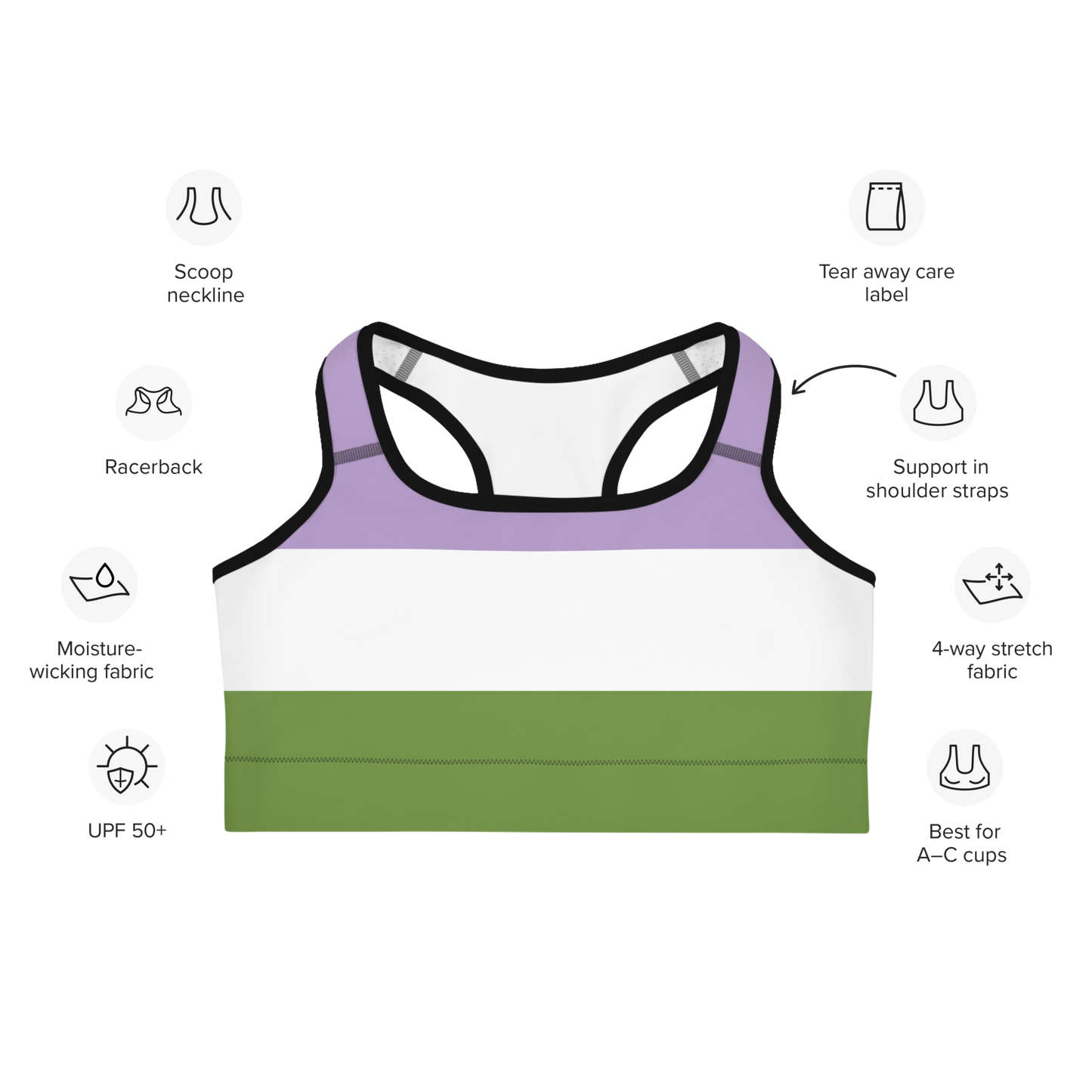 Genderqueer Pride Flag Sports bra