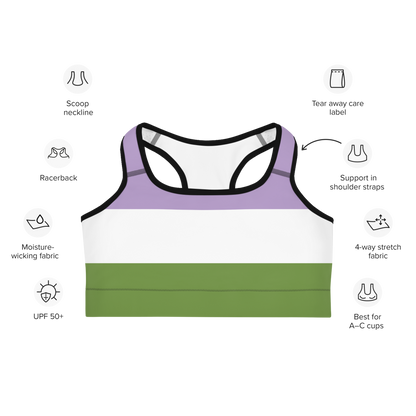 Genderqueer Pride Flag Sports bra