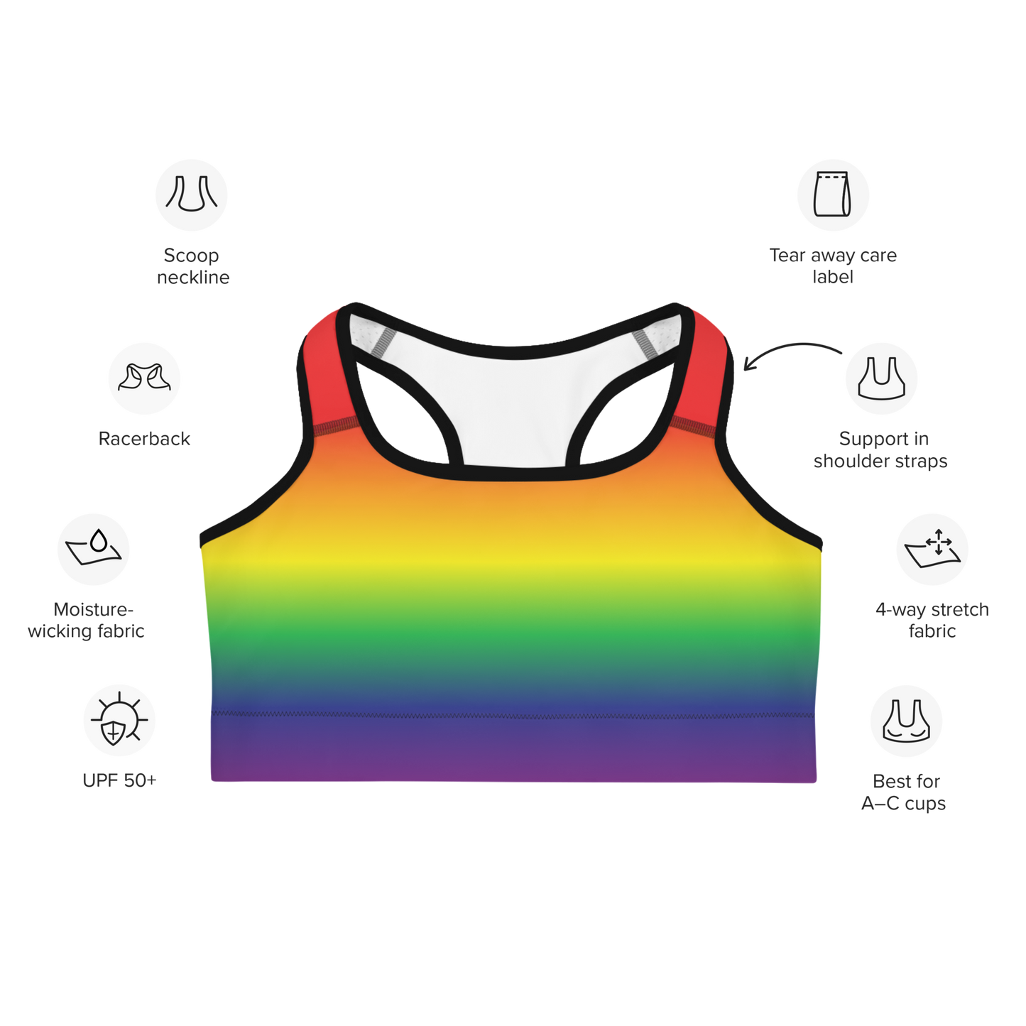 Rainbow Pride Gradient Sports bra