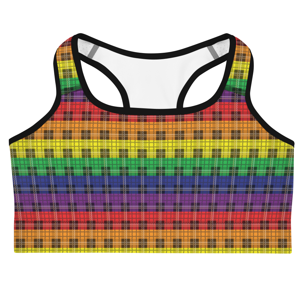 Rainbow Plaid Sports bra