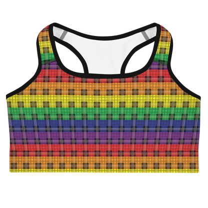 Rainbow Plaid Sports bra