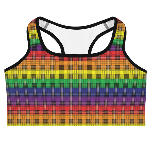 Rainbow Plaid Sports bra