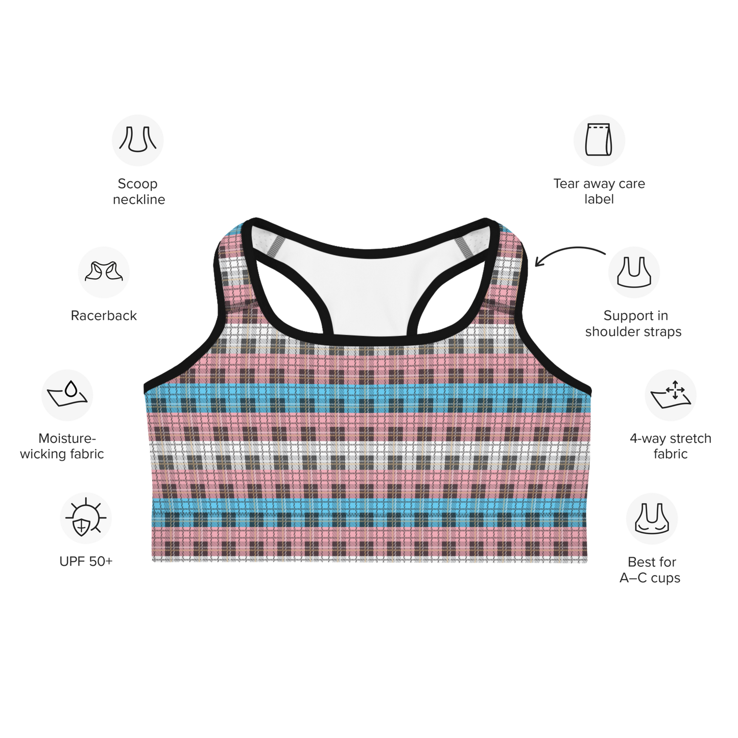 Trans Plaid Sports bra